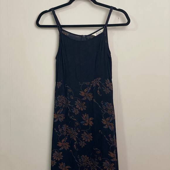 90s Vintage S Nougat chiffon maxi dress spaghetti strap floral summer black goth - Picture 2 of 7